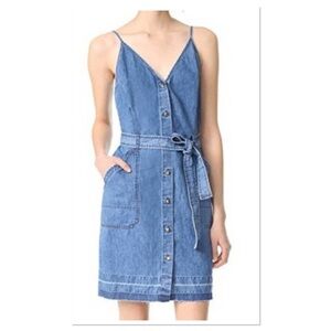 J Brand Carmela Button Front Chambray Dress Belted Cotton Denim Sz S